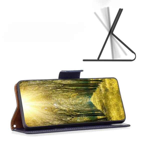 Pattintható tok a Samsung Galaxy A54 5G, Wallet Litchi Magnet, sötétkék