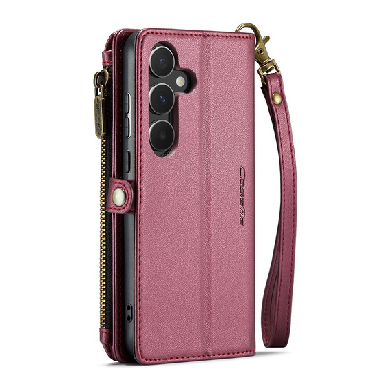 Tok CASEME Samsung Galaxy A55 5G, RFID Leather Wallet, vállpánttal, piros