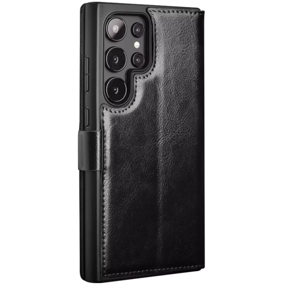 Flip tok Samsung Galaxy S25 Ultra, QIALINO Leather Wallet, fekete