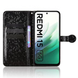 Pántos tok Xiaomi Redmi 15 5G / 4G, pénztárca rombusz, fekete