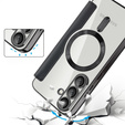 Pattintható tok a Samsung Galaxy S25, RFID Rhombus Wallet MagSafe CamShield, fekete