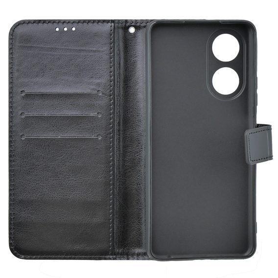 Pattintható tok a Oppo A38 4G / Oppo A18 4G, Crazy Horse Wallet, fekete