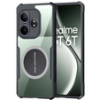 Tok Realme GT 6 / 6T, mágneses lemezzel, átlátszó / fekete