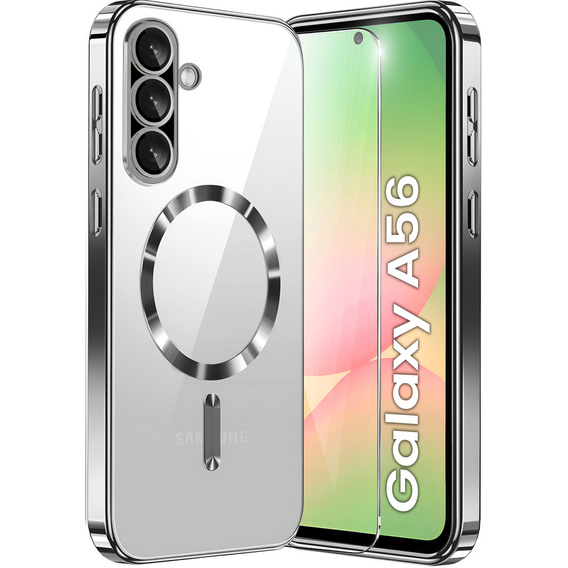 Tok Samsung Galaxy A56 5G-hoz, Electro MagSafe, ezüst + üveg a képernyőhöz