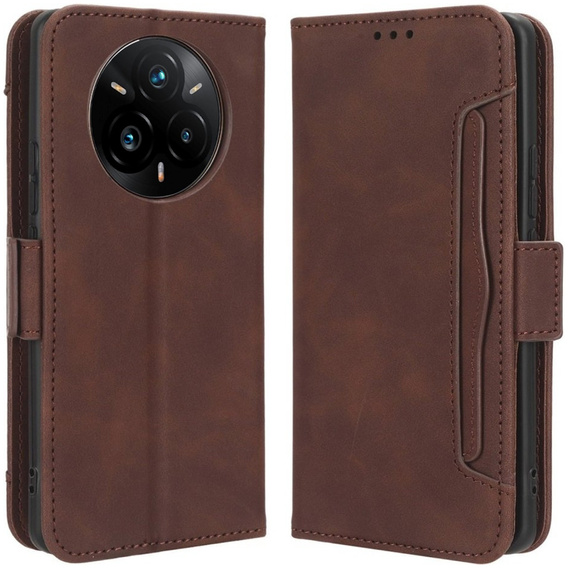 Pattintható tok a Realme 14 Pro+ 5G, Card Slot, barna