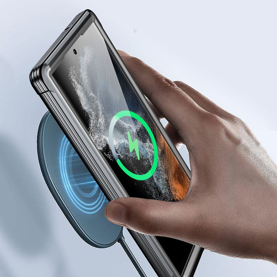 Tok Samsung Galaxy S22 Ultra készülékhez, Shockproof, fóliával, fekete