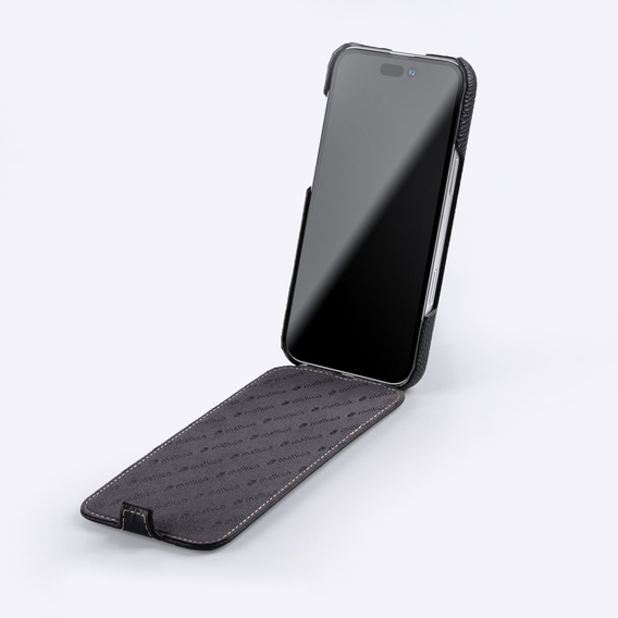 MELKCO flip tok iPhone 16-hoz, bőr, flip, fekete