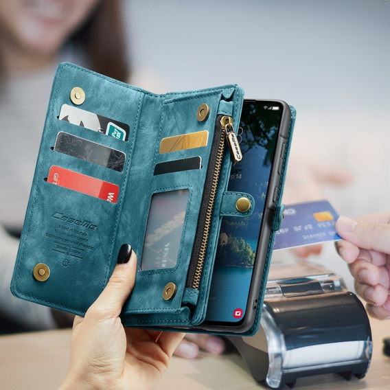 CASEME tok Samsung Galaxy A56 5G, Retro Leather Wallet, szíjjal, zöld