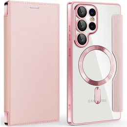 Pattintható tok a Samsung Galaxy S25 Ultra, RFID Wallet MagSafe CamShield, rózsaszín