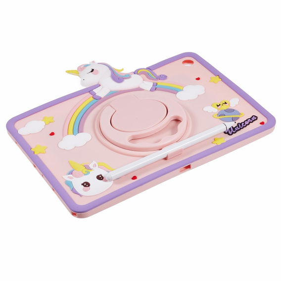 Gyermek tok Samsung Galaxy Tab A9+, Cute Patterns, állvánnyal, rózsaszín