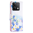 Pattintható tok a Xiaomi Redmi Note 13 5G, Wallet, Butterfly & Flowers fehér