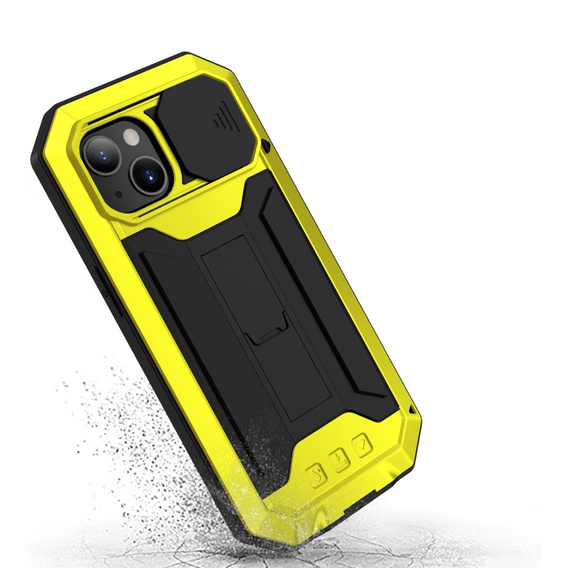 Tojás iPhone 13, R-JUST CamShield Slide, páncélozott, sárga / fekete