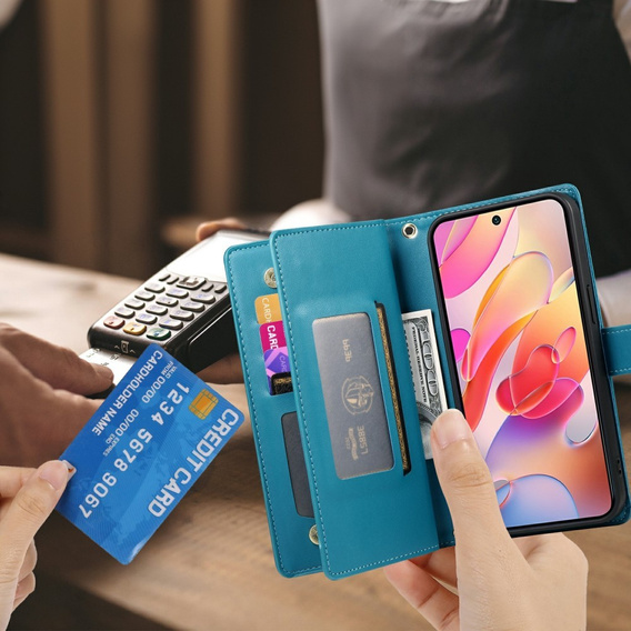 Pattintható tok a Samsung Galaxy A56 5G, Wallet Zipper Pocket, kék