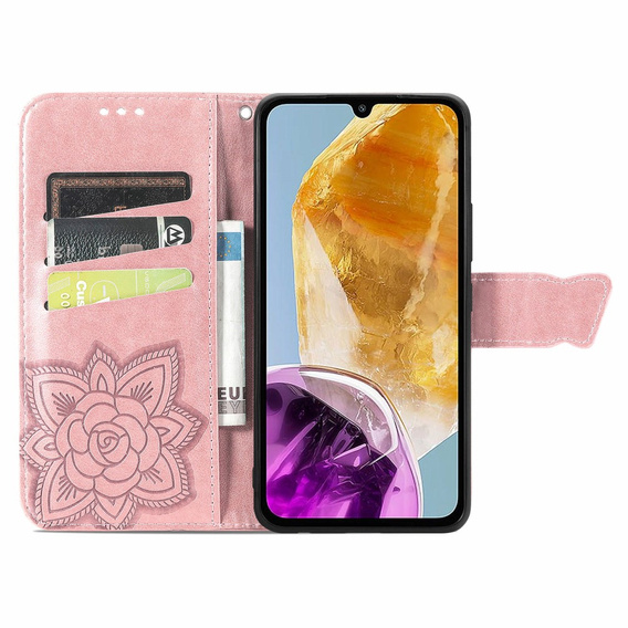 Pattintható tok a Samsung Galaxy M15 5G, Butterfly, rózsaszín rose gold