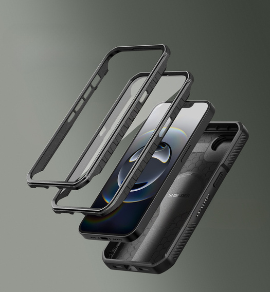 Páncélozott tok iPhone 16e készülékhez, Dexnor CamProtect MagSafe, fekete