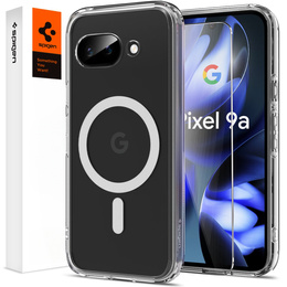MagSafe Spigen tok Google Pixel 9A, Ultra Hybrid, átlátszó / fehér + 9H edzett üveg