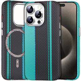 Tok iPhone 15 Pro Max, Carbon Fiber MagSafe, fekete / kék