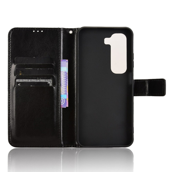 Pattintható tok a Infinix Hot 50 4G, Crazy Horse Wallet, fekete