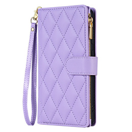 Flap tok Samsung Galaxy A56 5G, Rhombus Crossbody Leather, lila