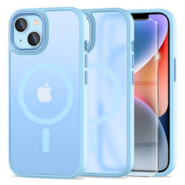 Tok iPhone 14-hoz, MagSafe, ERBORD Matt Case, kék + képernyőüveg