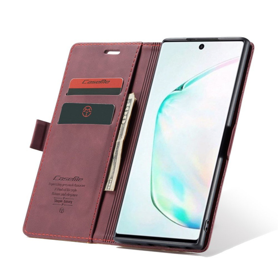 CASEME tok Samsung Galaxy Note 10 Plus/5G, Leather Wallet Case, piros