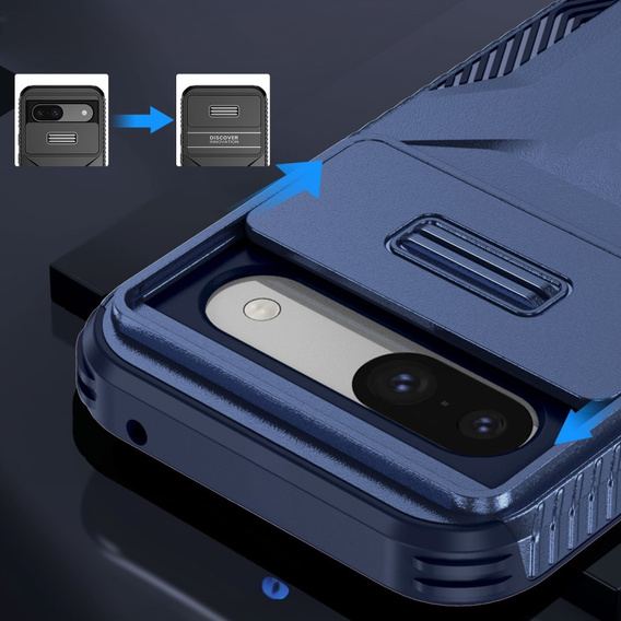 Tok Google Pixel 8a, Slide Lens Lid, kék