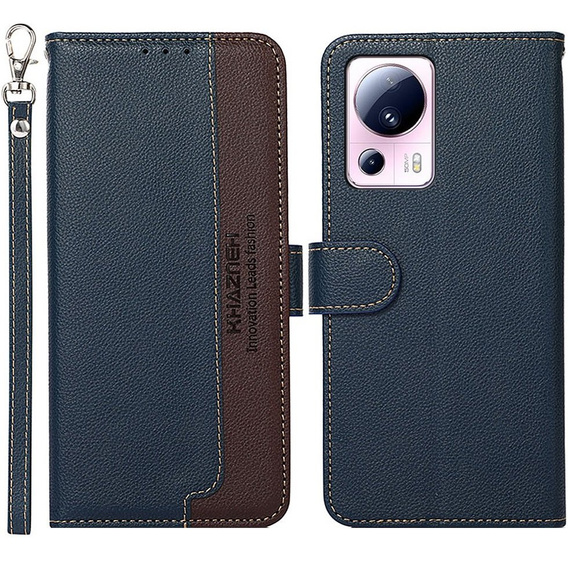 Pattintható tok a Xiaomi 13 Lite, KHAZNEH RFID, kék / barna
