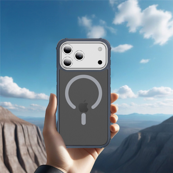 Matt tok iPhone 17 Pro Max készülékhez, páncélozott, MagSafe-hoz, füstszínű, szürke oldallal