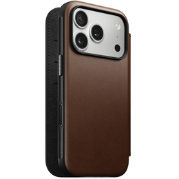 Nomad tok iPhone 17 Pro Max készülékhez, Modern bőr fóliaház, barna