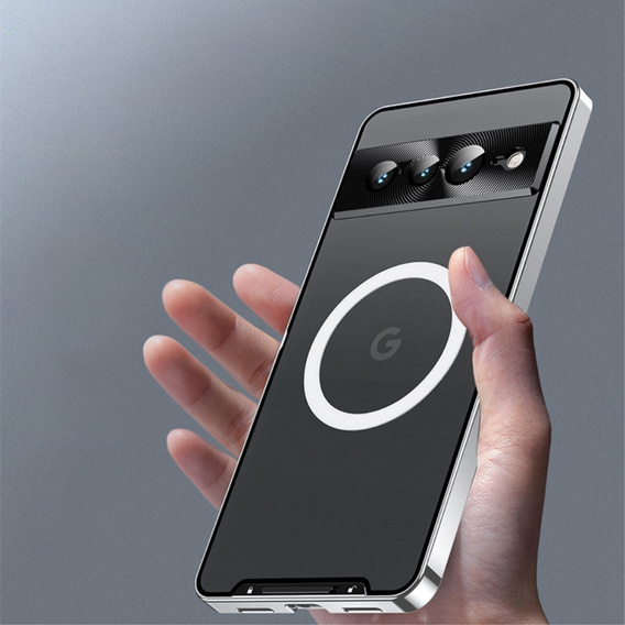 Kameravédő tok Google Pixel 8 Pro, CamShield MagSafe, átlátszó / ezüst
