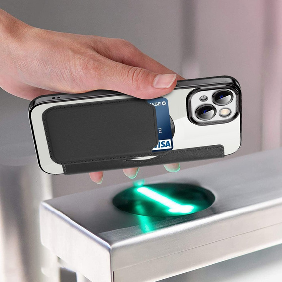 Pattintható tok a iPhone 13, RFID Wallet MagSafe CamShield, fekete