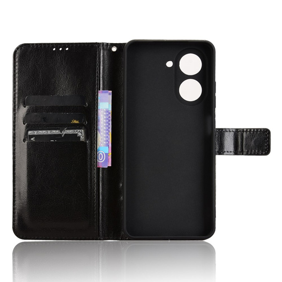 Pattintható tok a Xiaomi Redmi A5, Crazy Horse Wallet, fekete
