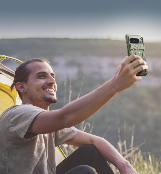 Páncélozott Dexnor tok kamera nyílással és állvánnyal a Google Pixel 10 / Pixel 10 Pro számára