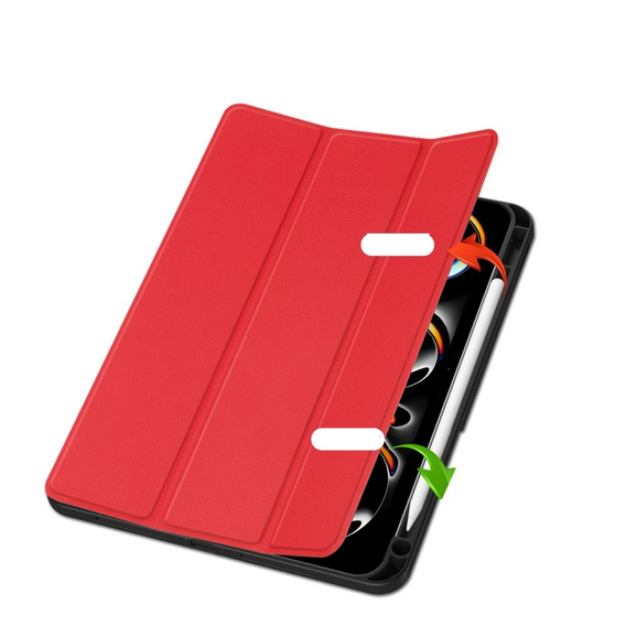 Tok iPad Pro 11" 2024 (5 gen.), Smartcase tolltartóval, piros