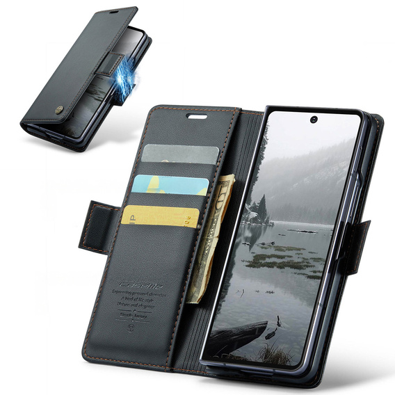 CASEME Litchi pénztárca flip tok Samsung Galaxy Z Fold7 5G számára