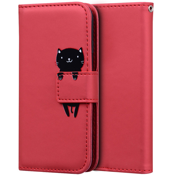 Pattintható tok a Xiaomi Redmi Note 8 Pro, Wallet Cat, piros