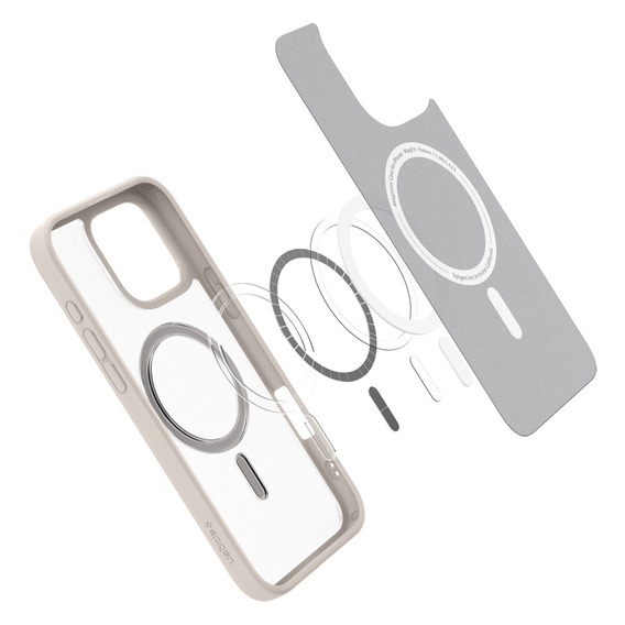MagSafe Spigen tok iPhone 16 Pro, Ultra Hybrid, átlátszó / titánium + 9H edzett üveg