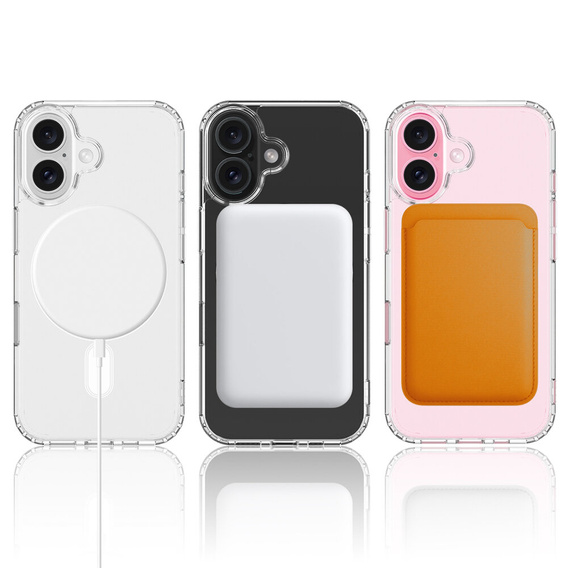 MagSafe mágneses tok iPhone 16 Plus-hoz, ERBORD CrystalMag, átlátszó + képernyőüveg