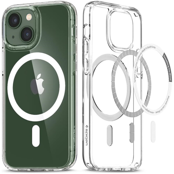 MagSafe Spigen tok iPhone 13 Mini, Ultra Hybrid, fehér + 9H edzett üveg