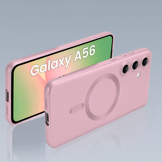 Tok Samsung Galaxy A56, ColorMag, MagSafe-hoz, rózsaszín + 9H edzett üveg