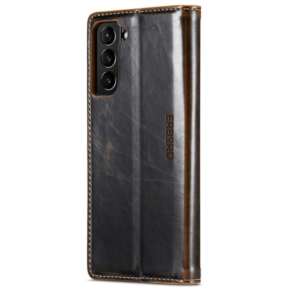 Pattintható tok a Samsung Galaxy S23, ERBORD Waxy Wallet, barna