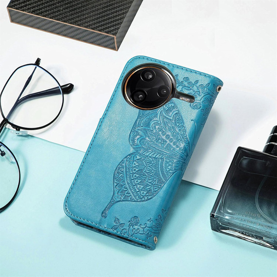 Pattintható tok a Xiaomi Poco F7 Ultra, Butterfly, kék