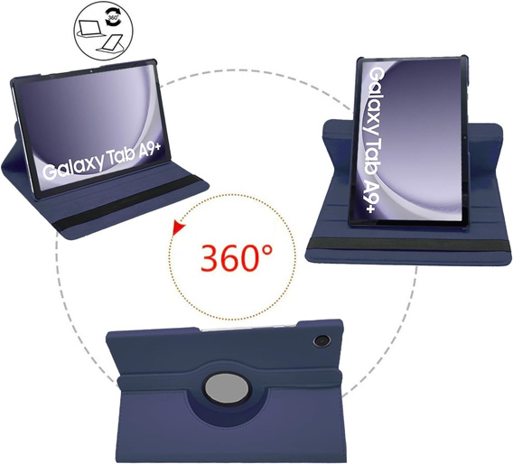 Tok Samsung Galaxy Tab A9+ TB330FU 10.95", forgatható 360, sötétkék
