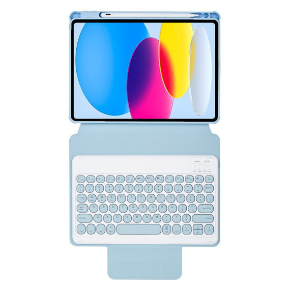Billentyűzet tok iPad 11" 2025 A16 (11 gen.) / iPad 10.9" 2022 (10 gen.), Rotary 360° Leather, világoskék