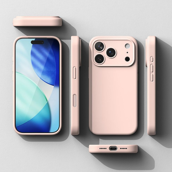 Ringke tok iPhone 17 Pro Max készülékhez, Szilikon mágneses MagSafe, rózsaszín homok