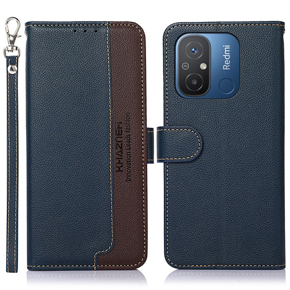Pattintható tok a Xiaomi Redmi 12C, KHAZNEH RFID, kék / barna