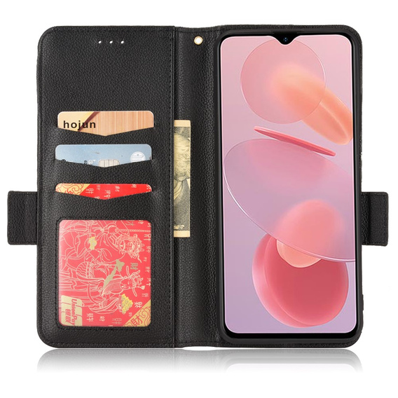 Pattintható tok a Ulefone Note 12P, Wallet Litchi Magnet, fekete