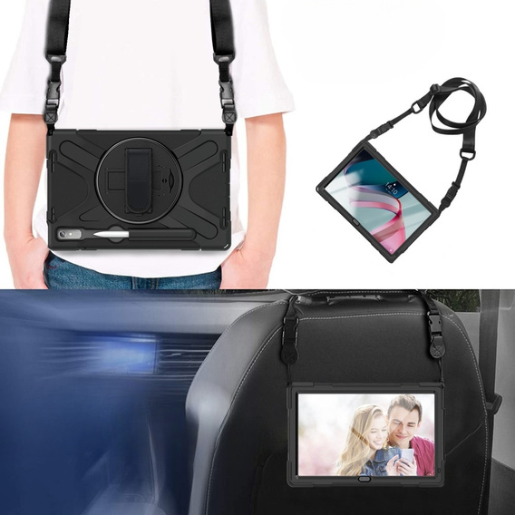 Páncélozott tok Lenovo Tab P11 Pro Gen 2 TB132FU TB132XU 11.2" iPad Pro 12.9 1, védő 360, hely a tollnak, fekete