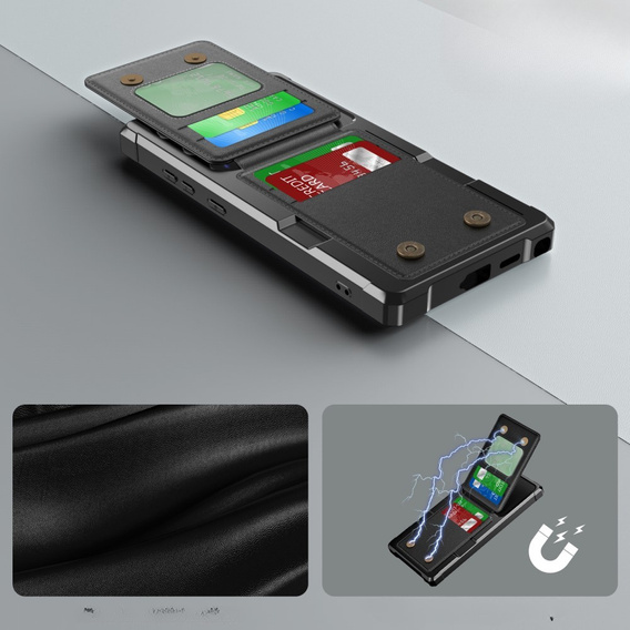 Tok Samsung Galaxy S25 Ultra, Card Holder Kickstand, fekete