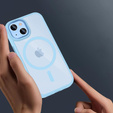 Tok iPhone 14-hoz, MagSafe, ERBORD Matt Case, kék + képernyőüveg